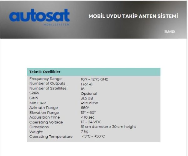 Autosat Mobil Uydu Anteni